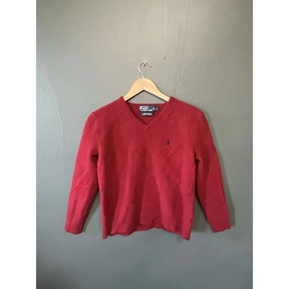 Polo Ralph Lauren Womens Red Lambs Wool Pullover Sweatshirt Size Large